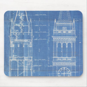 Campanile Blueprint Mouse Pad