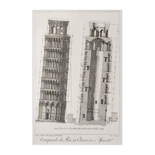 Campanile di Pisa in Elevazione c 1895 Acrylic Print