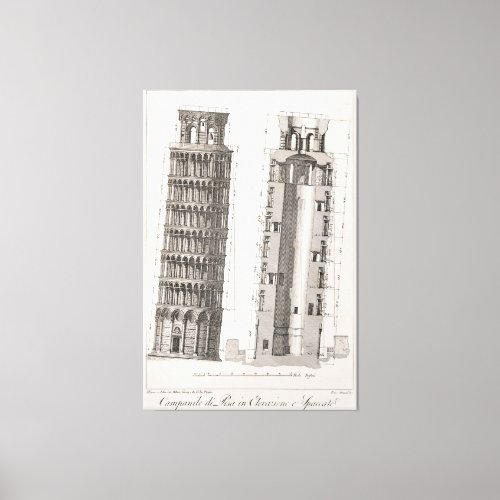 Campanile di Pisa in Elevazione c 1895 Canvas Print