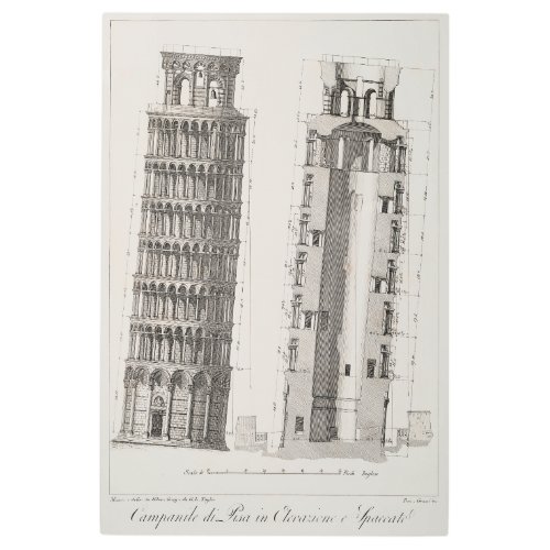 Campanile di Pisa in Elevazione c 1895 Metal Print