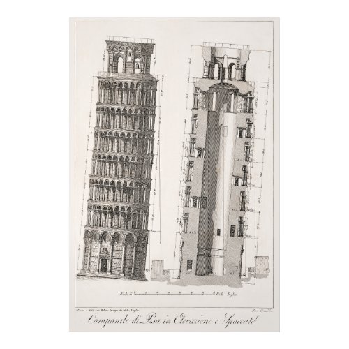 Campanile di Pisa in Elevazione c 1895 Photo Print