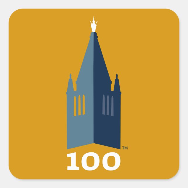 Campanile on Gold Square Sticker (Front)