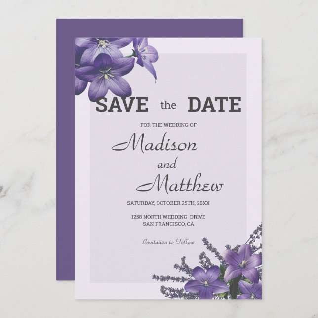 Campanula Flowers Invitation (Front/Back)