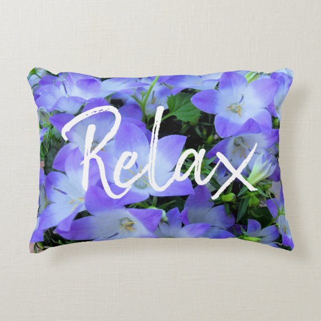 Campanula Purple White Bellflowers Photograph Accent Pillow (Front)