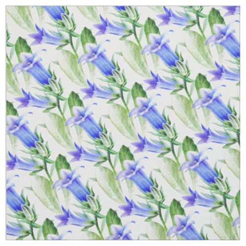 Campanula watercolor art patterned fabric