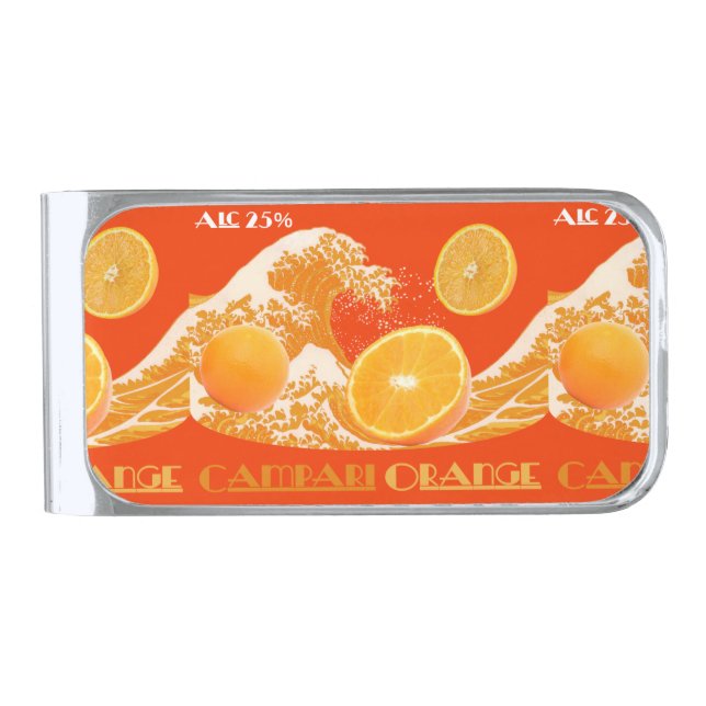 Campari Orenge  Silver Finish Money Clip (Front)