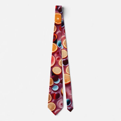 Campari Soda Juice Watercolor Pattern Neck Tie