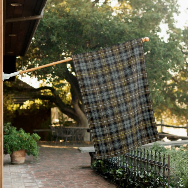 Campbell Argyll Weathered Clan Tartan House Flag (In SItu)