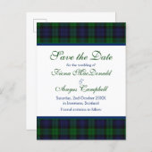 Campbell Black Watch Tartan Wedding Save the Date Announcement Postcard (Front/Back)