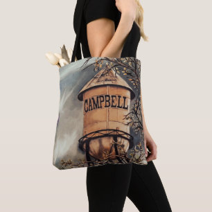 Campbell CA Water Tower Brushed Polyester Tote