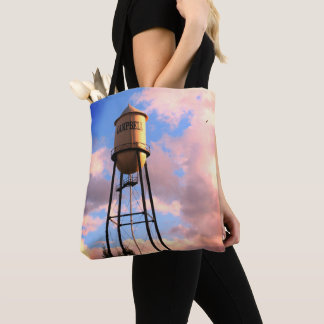 Campbell CA Water Tower Brushed Polyester Tote Bag