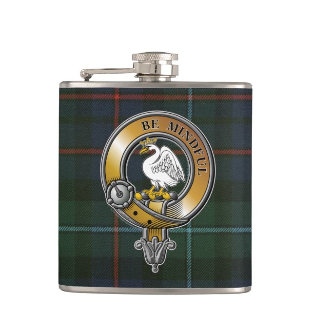 Campbell Cawdor Tartan & Badge Flask (Front)