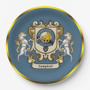 Campbell Clan Badge Blue Personalized  Paper Plate