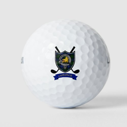 Campbell Clan Badge  Crossed Golf Clubs Golf Balls