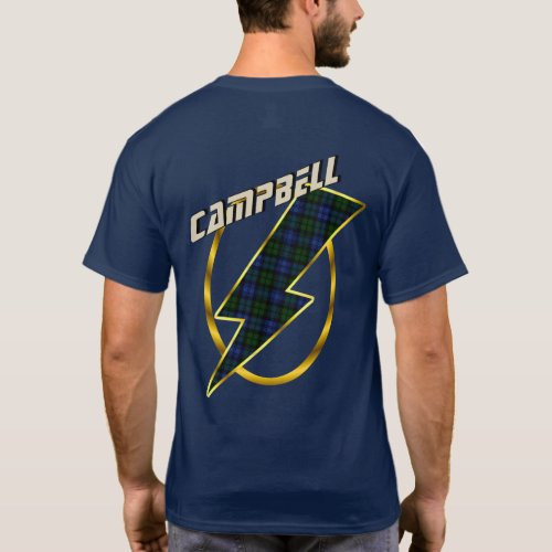 Campbell Clan Badge  Lightning Bolt Tartan T_Shirt