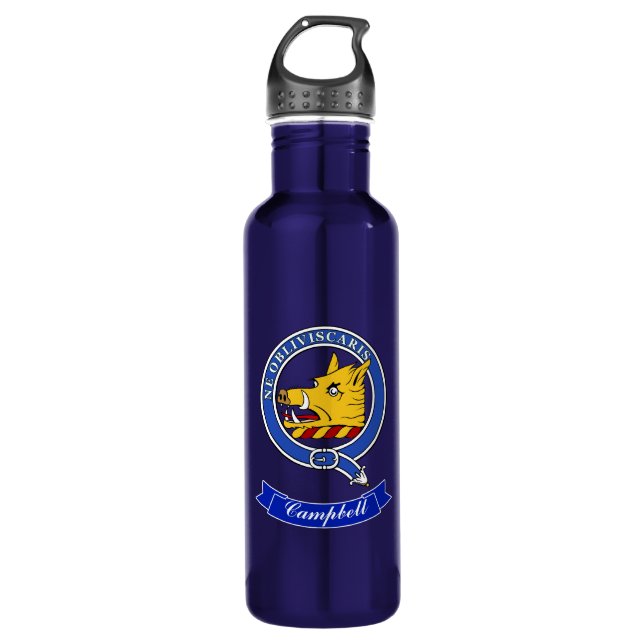 Campbell Clan Badge Personalized Stainless Steel Water Bottle (Front)