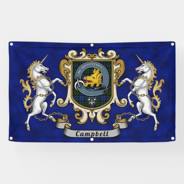 Campbell Clan Badge & Tartan Banner (Horizontal)