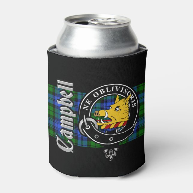Campbell Clan Badge & Tartan Can Cooler (Can Front)