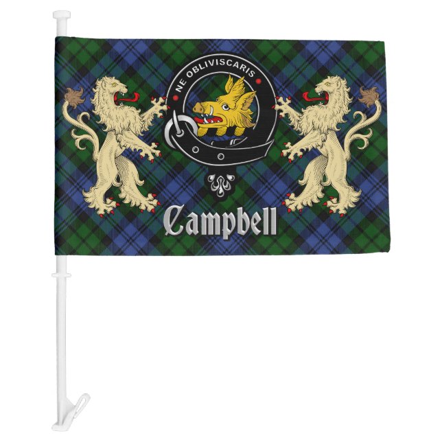 Campbell Clan Badge & Tartan Car Flag (Front)