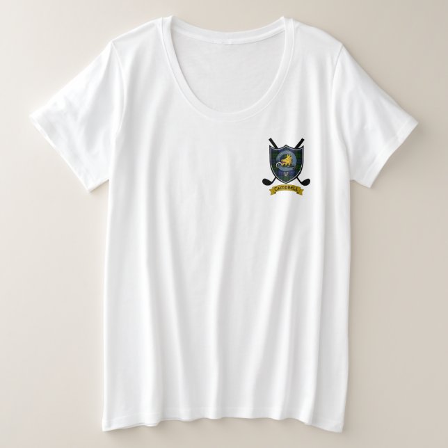 Campbell Clan Badge & Tartan Golf Plus Size T-Shirt (Design Front)