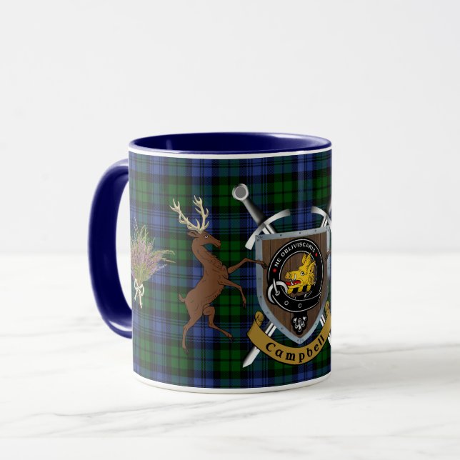 Campbell Clan Badge & Tartan Highland Mug (Front Left)