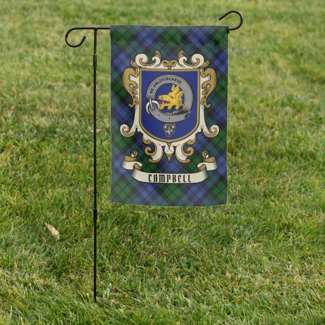 Campbell Clan Badge & Tartan Personalized Garden Flag (In SItu)
