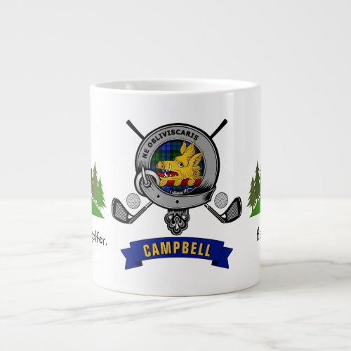 Campbell Clan Badge  Tartan Personalized Golf Giant Coffee Mug