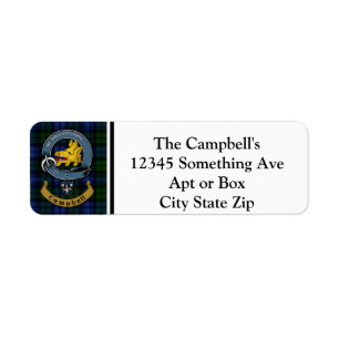 Campbell Clan Badge & Tartan Personalized Return Label