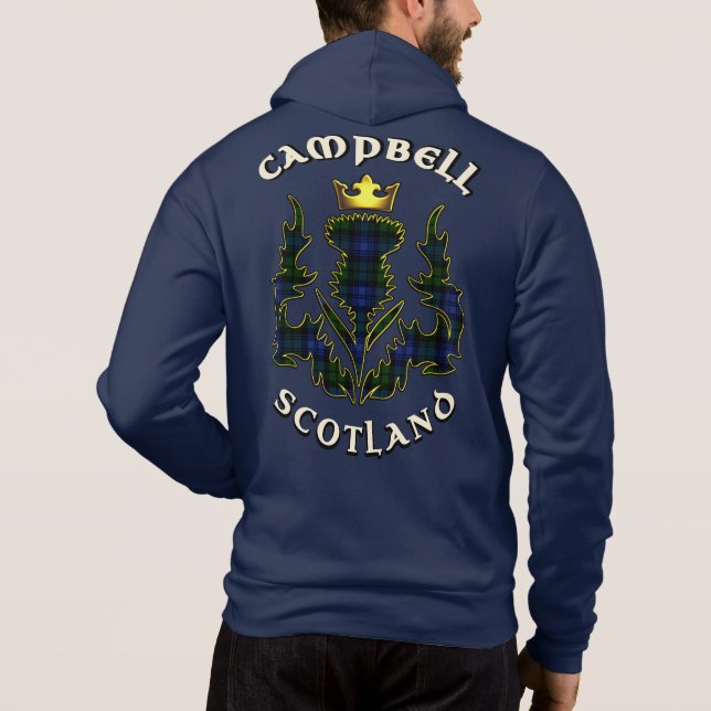 Campbell Clan Badge & Tartan w/Motto Hoodie (Back)