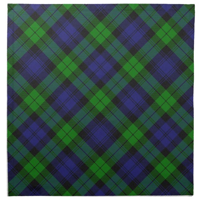 Campbell Clan Tartan Plaid Black Watch Cloth Napkin (Front)