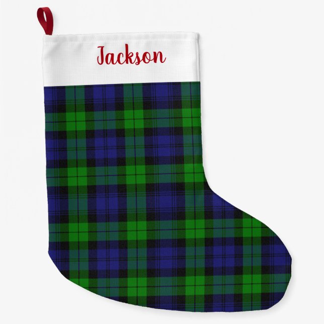 Campbell Clan Tartan Plaid Black Watch Large Christmas Stocking (Front)