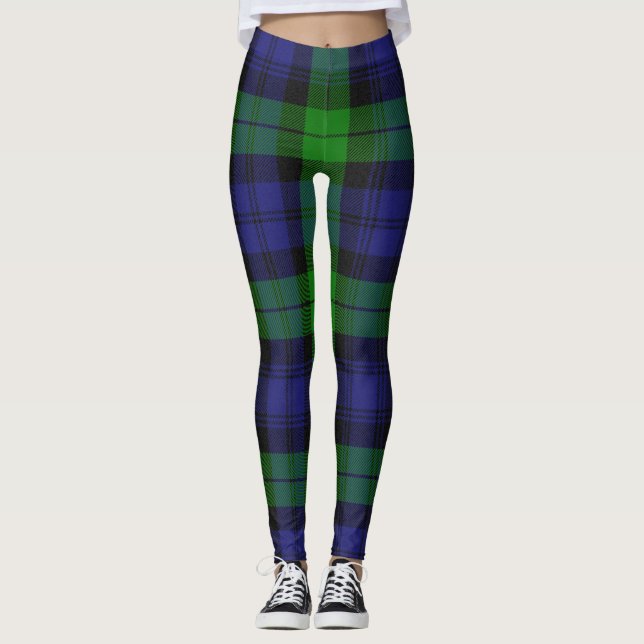 Campbell Clan Tartan Plaid Black Watch Leggings (Front)