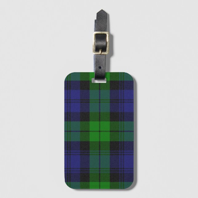 Campbell Clan Tartan Plaid Black Watch Luggage Tag (Front Vertical)