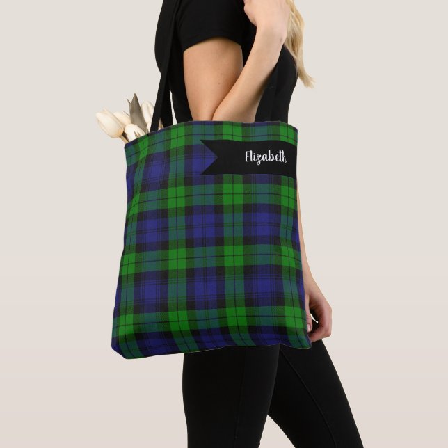 Campbell Clan Tartan Plaid Black Watch Tote Bag (Close Up)
