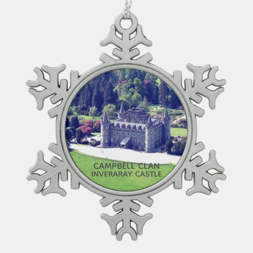 Campbell Clans Inveraray Castle Scotland Snowflake Pewter Christmas Ornament