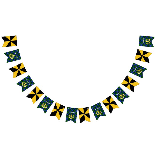 Campbell Coat of Arms Shield & Tartan  Bunting Flags (All)