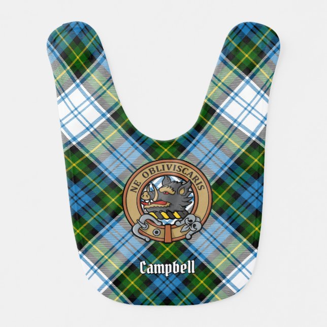 Campbell Crest over Dress Tartan Baby Bib (Front)
