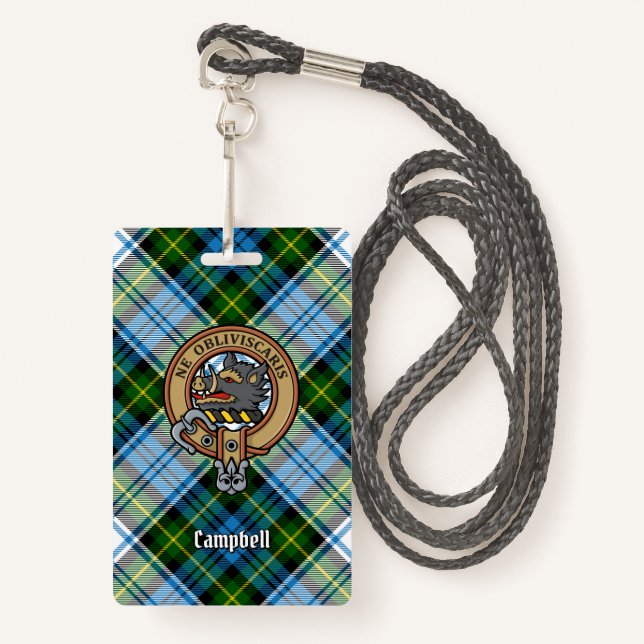 Campbell Crest over Dress Tartan Badge (Front with Lanyard)