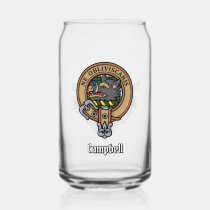 Campbell Crest over Dress Tartan Can Glass