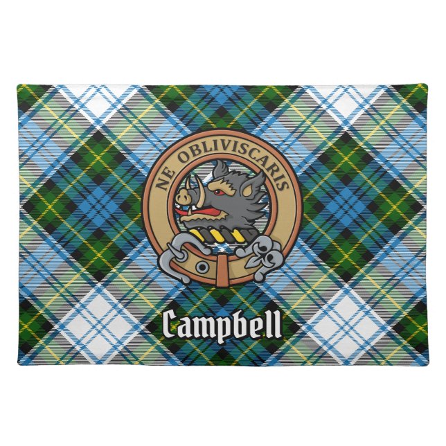 Campbell Crest over Dress Tartan Cloth Placemat (Front)