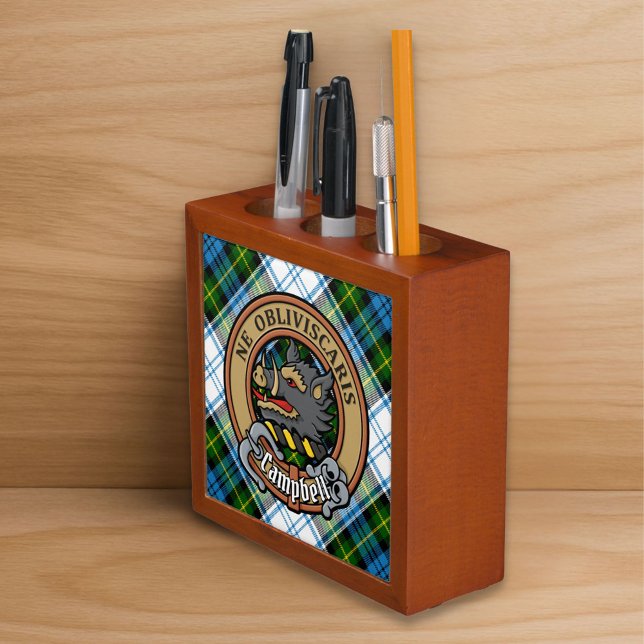 Campbell Crest over Dress Tartan Desk Organizer (Creator Uploaded)
