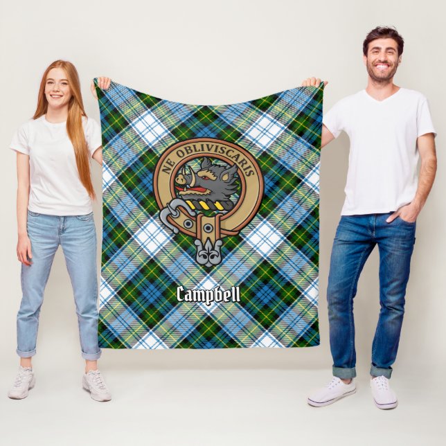 Campbell Crest over Dress Tartan Fleece Blanket (In Situ)