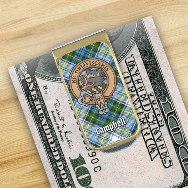 Campbell Crest over Dress Tartan Gold Finish Money Clip (Creator Uploaded)