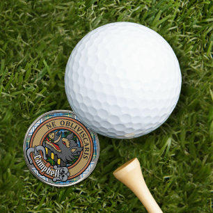 Campbell Crest over Dress Tartan Golf Ball Marker