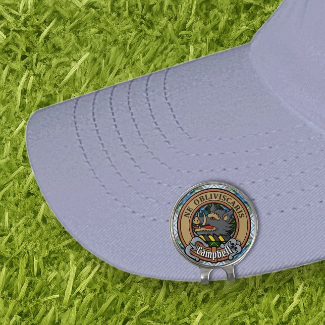 Campbell Crest over Dress Tartan Golf Hat Clip (Creator Uploaded)