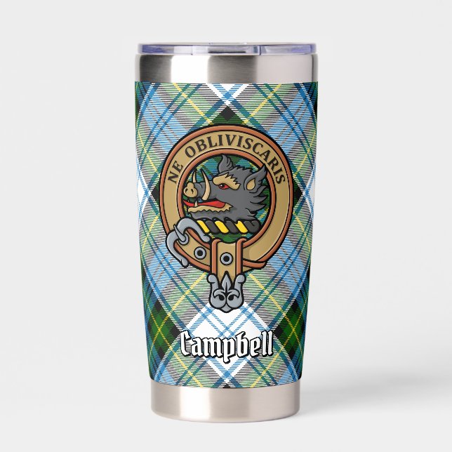 Campbell Crest over Dress Tartan Insulated Tumbler (Front)