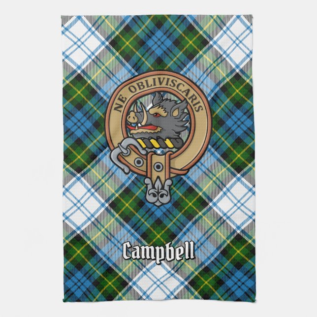 Campbell Crest over Dress Tartan Kitchen Towel (Vertical)