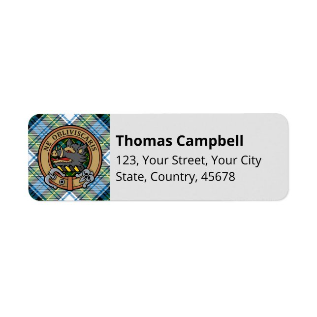 Campbell Crest over Dress Tartan Label (Front)