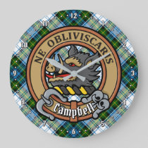 Campbell Crest over Dress Tartan Large Clock