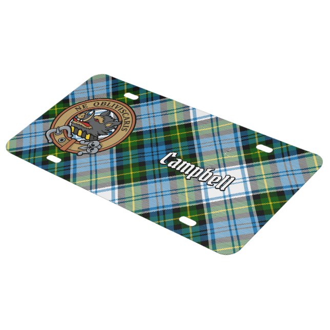 Campbell Crest over Dress Tartan License Plate (Side)